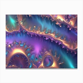 An Abstract, Fractal Art Composition Showcasing Swirling, Intricate Patterns Reminiscent Of Flowing Liquid Or Molten Metal Canvas Print