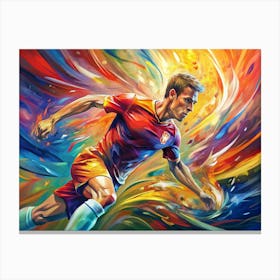 Soccer Player In Abstract Watercolor Canvas Print