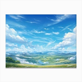 A Panorama Of A Crisp Clear Sky On A Sunlit Day The Vast Cloudscape Spreading Out Unfurling Artist (7) Canvas Print