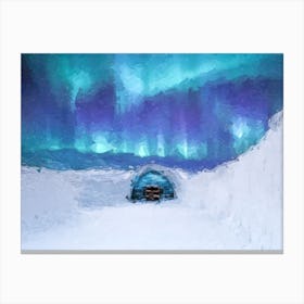 Northern Lights Oil Painting Landscape Canvas Print