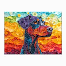 Doberman Pincher Paper Quilling Dog Portrait II Canvas Print