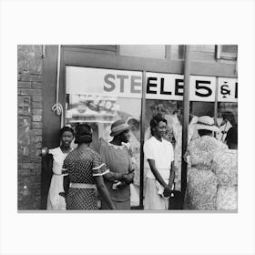 Women In Front Of Ten Cent Store, Steele, Missouri By Russell Lee Canvas Print