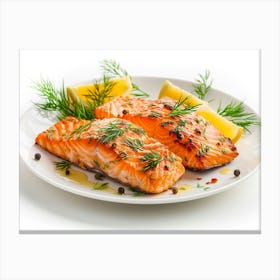 Salmon On A Plate 6 Canvas Print