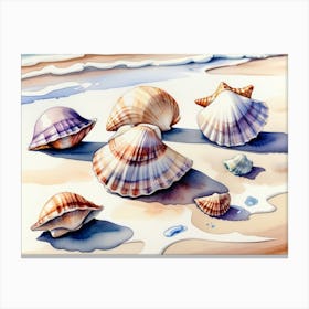 Seashells on the beach, watercolor painting 26 Canvas Print