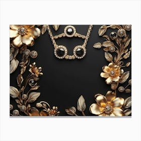 Gold Jewelry And Flowers 1 Canvas Print