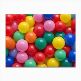 Colorful Plastic Balls On Pink Background 2 Canvas Print