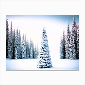 christmas tree on ice Canvas Print