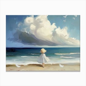 Little Girl On The Beach 1 Canvas Print