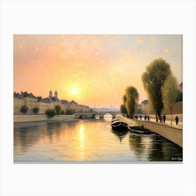 Sunset On The Seine 1 Canvas Print