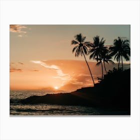Sunset With Palmtrees In Hawaii Canvas Print
