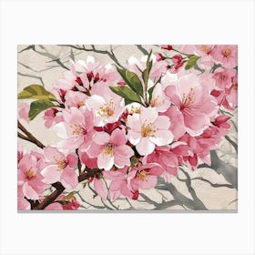 Watercolor Japanese Sakura Flower Canvas Print