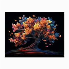 3d Colorful Tree in the Dark Background, 3d Abstraction Canvas Print