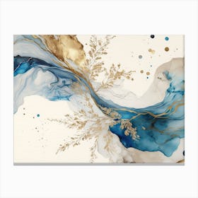 Blue Gold Marble Abstract Canvas Print