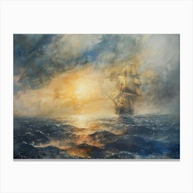 Sailing Ship At Sunset 3 Canvas Print