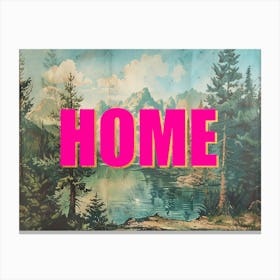 Pink And Gold Home Poster Vintage Retro Woods 3 Canvas Print