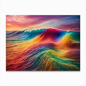 Rainbow Wave Design Colourful Canvas Print