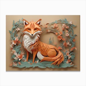 Fox Paper Art Canvas Print