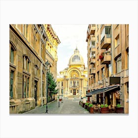 Bucharest Old Town In Lipscani District With Historical Buildings, Romania Canvas Print