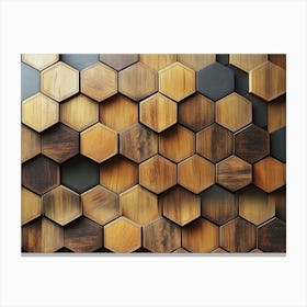 High Quality Wooden Hexagon Art Illustration With Designative Honeycomb Artwork Background Canvas Print