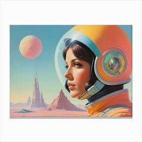 Space Girl vintage retro sci-fi art Canvas Print