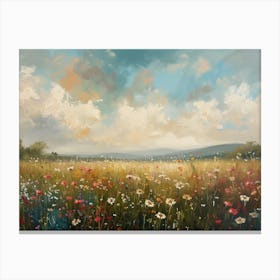 Wildflowers Field Landscape 4 Canvas Print