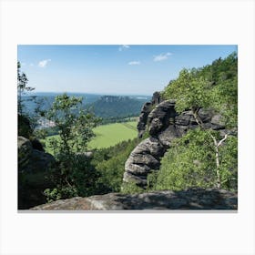 Trees and rocks on the summit of the Lilienstein, Saxon Switzerland Canvas Print