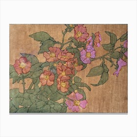 Pink Roses On Terracotta Color Ground (1915), Hannah Borger Overbeck Canvas Print