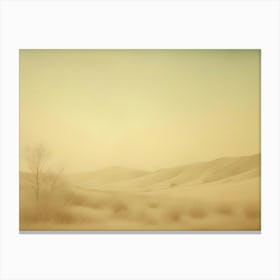 A Vintage Style Image Of A Desert Landscape With A Lone Tree Canvas Print