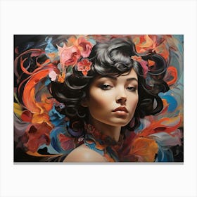 Woman With Flowers In Her Hair Canvas Print