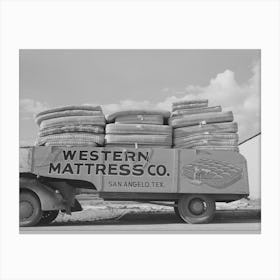 Truck Filled With Mattresses, This Mattress Company Uses These Trucks To Distribute Its Products Throughout Tex Canvas Print