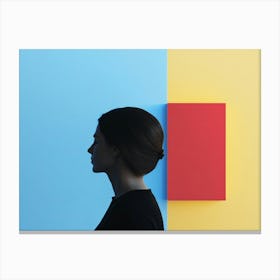 Silhouette Of A Woman Against A Colorful Wall Canvas Print