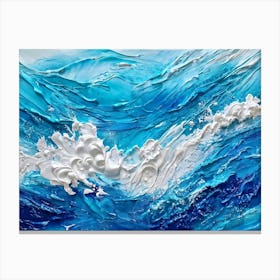 Abstract Turbulent Ocean Surface Turquoise And Blue Hues Dominating Intermingled With White Foam A (2) Canvas Print