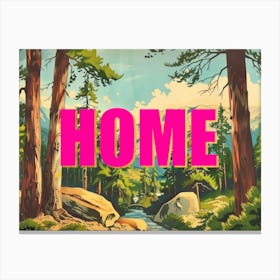 Pink And Gold Home Poster Retro Wooded Pines 4 Canvas Print
