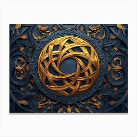 Golden And Dark Blue 3d Modern Painting Canvas Print