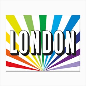 London Rainbow Typography Canvas Print