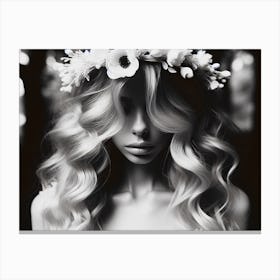 Blond Woman With Flower Crown Canvas Print