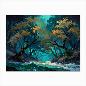 Forest At Night 1 Canvas Print