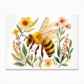 Little Floral Honey Bee 2 Canvas Print
