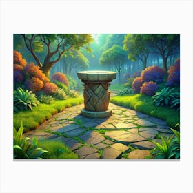 Stone Pillar In A Forest Clearing Canvas Print