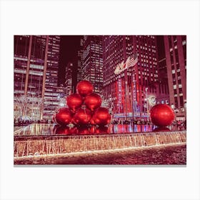 Christmas In Sixth Avenue, New York Canvas Print