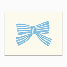 Blue Stripe Bow Ribbon - Light Blue Canvas Print