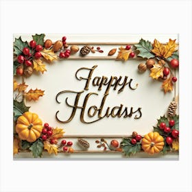 Curved Calligraphy Lines Shaping The Words Happy Holidays Inscribed In A Festive Script Forming (4) Canvas Print