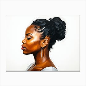 Side Profile Of Beautiful Woman Oil Painting 102 Canvas Print
