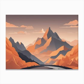 Misty mountains horizontal background in orange tone 23 Canvas Print