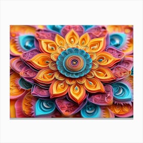 3d Detailed Mandala with Vibrant Colors 2 Canvas Print