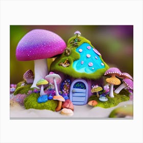 Pink Mushroom Garden Canvas Print