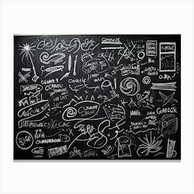 Blackboard Art Showcasing The Creative Chaos Of Chalk White Strokes Swirling With Abstract Circles A (4) Canvas Print