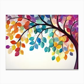 Colorful Tree with Leaves on Hanging Branches of Blue, White and Golden 6 Canvas Print