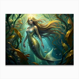 Mermaid In The Sea Canvas Print