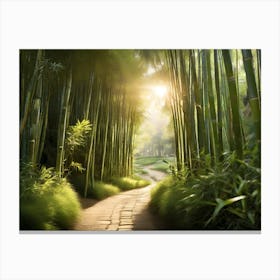 Bamboo Forest paintings art print 1 Canvas Print